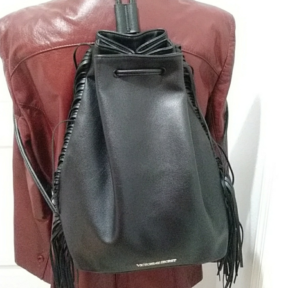 Victoria Secrets Fringed Drawstring Backpack - Picture 4 of 6